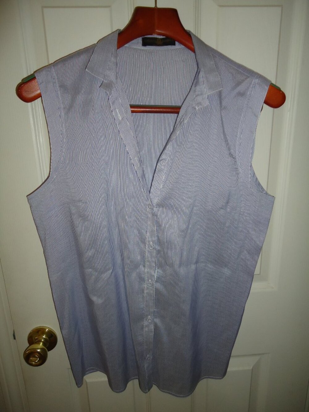 Luciano Barbera- Women's Blue/White Stiped Vest-100% Cotton-Size 48- Excellent